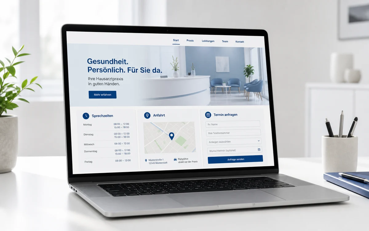 Website-Beispiel für eine Arztpraxis mit Terminanfrage und Anfahrt