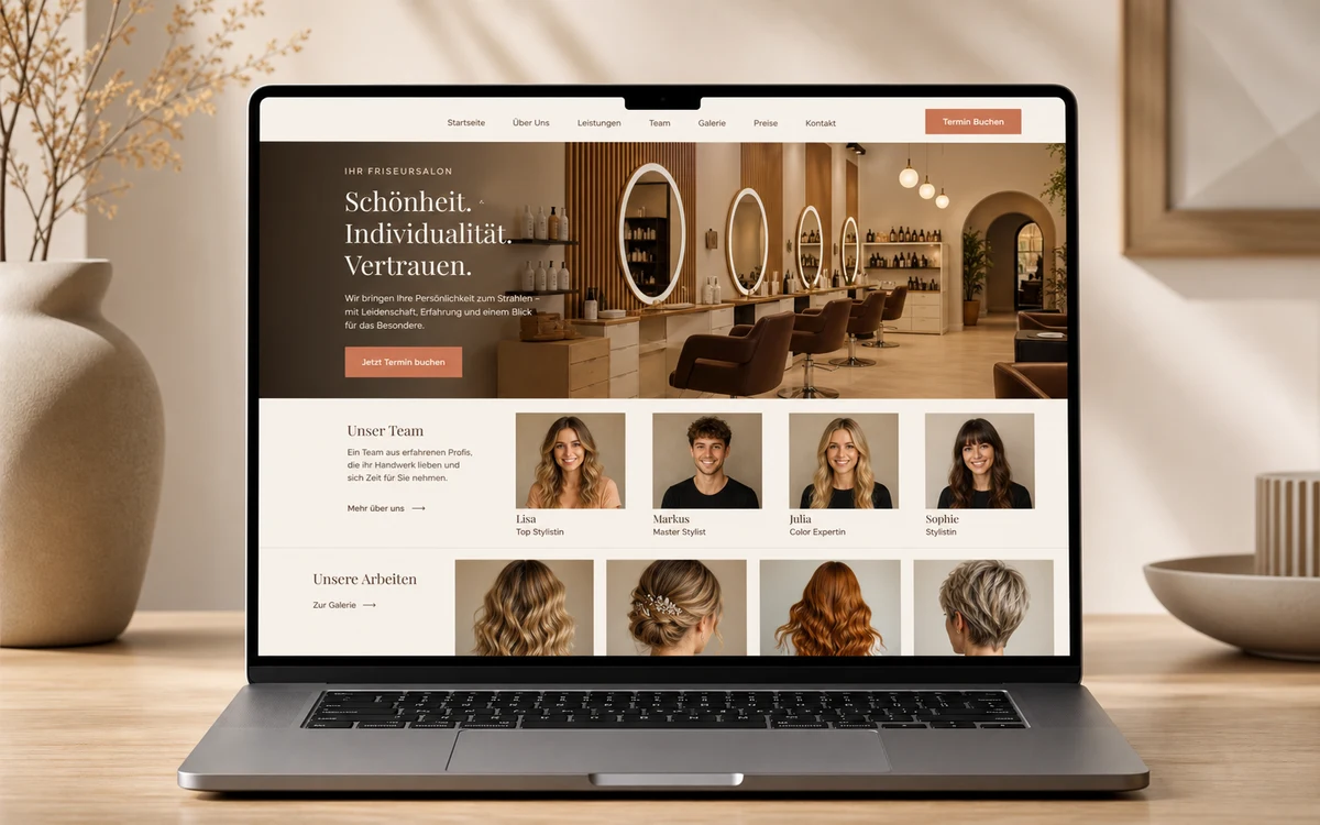 Website-Beispiel für einen Friseursalon mit Terminbuchung und Galerie