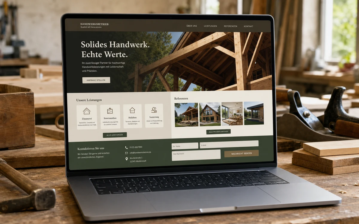 Website-Beispiel für einen Handwerksbetrieb mit Referenzen und Leistungen