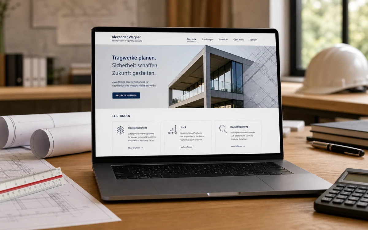 Website-Beispiel für einen Ingenieur mit Projektreferenzen