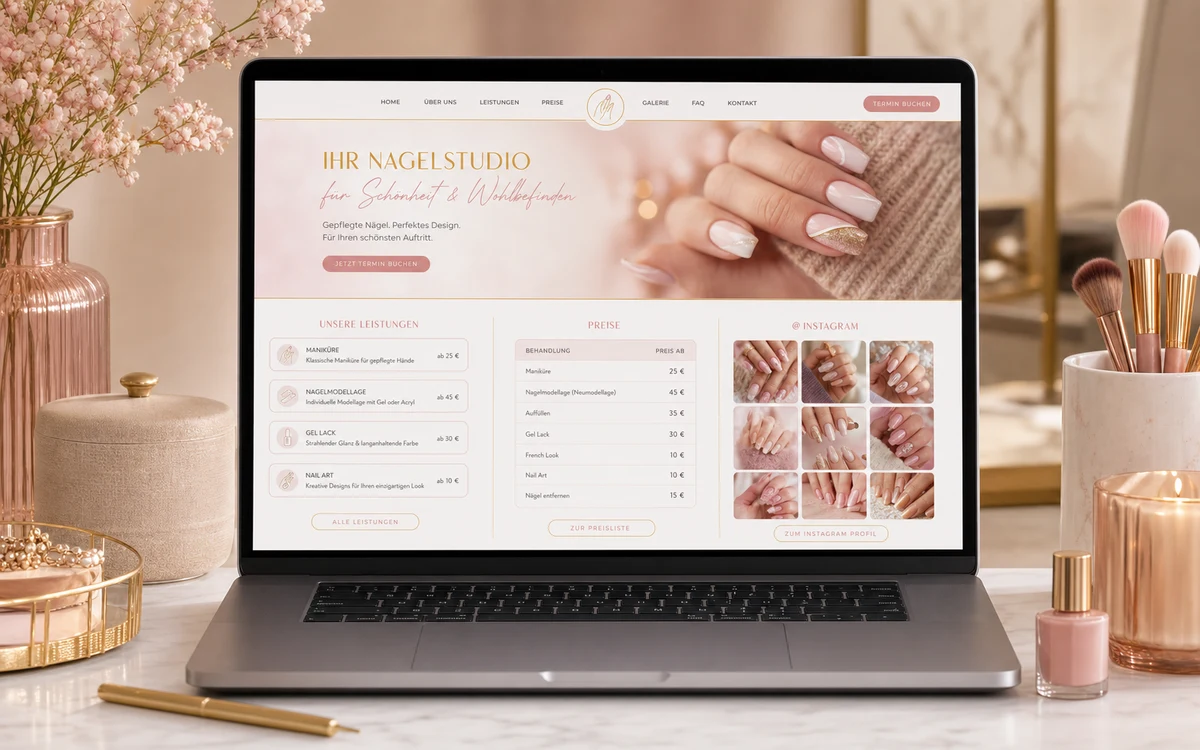 Website-Beispiel für ein Nagelstudio mit Preistabelle und Terminbuchung