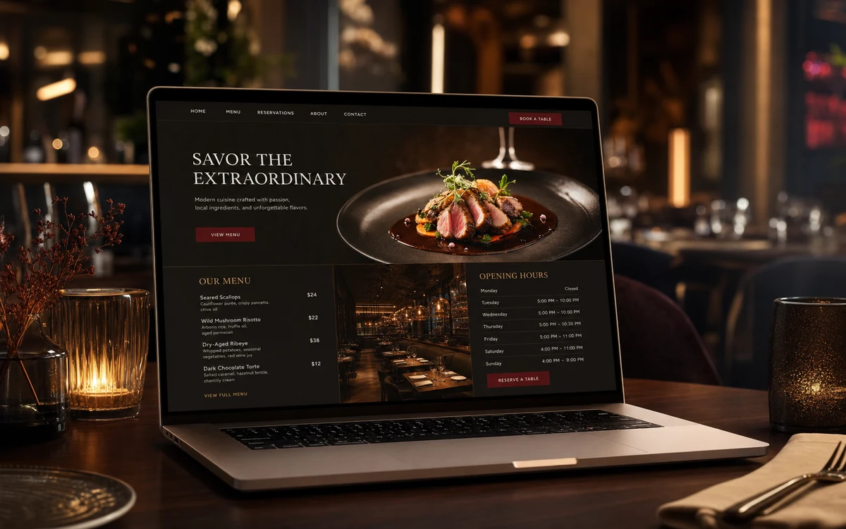 Website-Beispiel für ein Restaurant mit Speisekarte und Bildergalerie